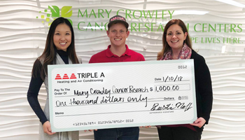 Mary Crowley Cancer Research receives donation from Triple A Air Conditioning Flower Mound