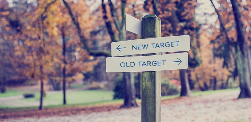 Sign Post with New Target to the left and Old Target to the right